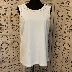 CALVIN KLEIN LOVELY LIGHT TURQUOISE SLEEVELESS TOP